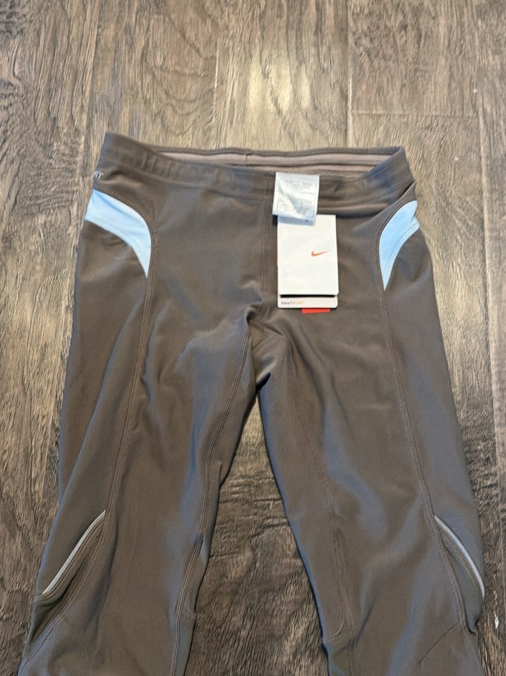 Brand New Nike Gray Leggings with Light Blue Panels Dry Fit!!🔥🔥🔥